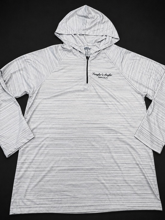 no brend Other - Quarter-Zip Hooded Pullover - Light Heather Gray Stripes protect from sun